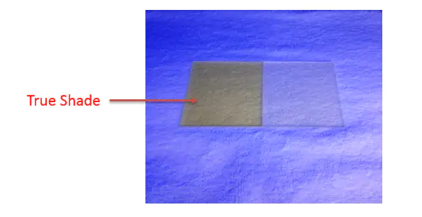 Towel that has been washed in OBA's and its true shade Towel that has been washed in OBA's and its true shade