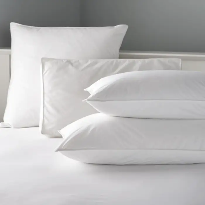 Stack of 100% cotton microfibre pillows with antimicrobial protection