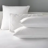 Stack of 100% cotton microfibre pillows with antimicrobial protection