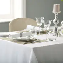 V Polyester Plain White Tablecloth