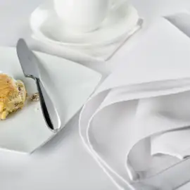 V Cotton Sateen Plain White Napkin