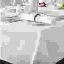 V Cotton White Satin Band Tablecloth