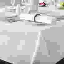 V Luxury 100% Mercerised Cotton Satin Band White Tablecloth